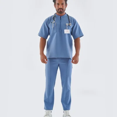 CRİXUS Erkek Kalın Kışlık Tıbbi Scrub Üstü – Mavi